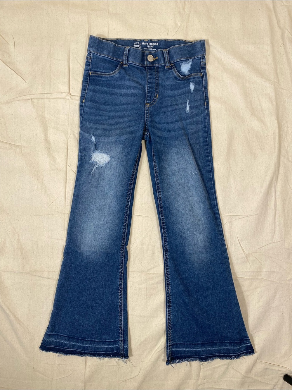Girls Wonder Nation Blue Distressed Flare Jegging